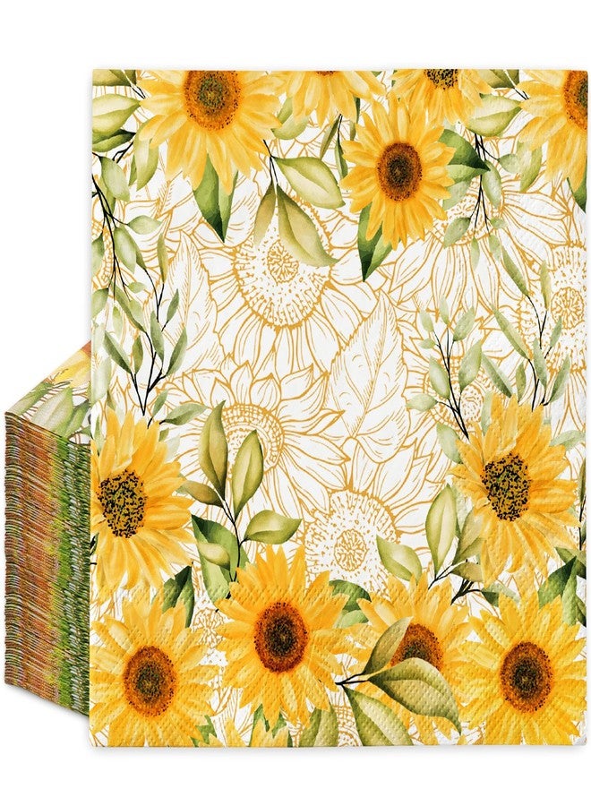 FYSUIMU 100Pcs Summer Sunflower Napkins Watercolor Sunflower Disposable Cocktail Napkins Yellow Floral Dinner Dessert Beverage Napkin for Wedding Birthday Baby Shower Holiday Party Table Supplies - Image 1